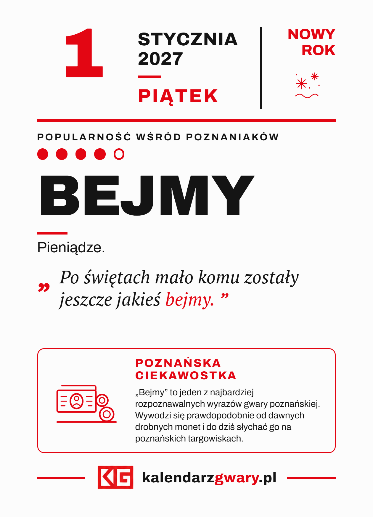 Kartka ze słowem BEJMY